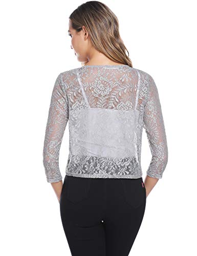 Abollria Bolero Manga Corta Mujer para Fiesta Boda Chaqueta Corta Primavera Torera Elegante Cárdigan Corto para Verano,S