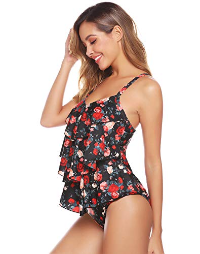 Abollria Mujer Tankinis sin Hombros Conjunto de Bañador Dos Piezas Traje de Baño Sexy Swimsuit Vintage Ropa de Baño para Verano