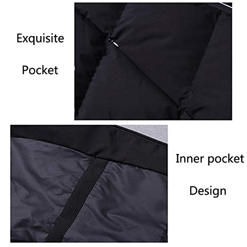 Abrigo Plumas Hombre Chaquetas Plumas Cálido Abrigo Invierno con Capucha Plumas Prueba de Viento Abrigo Chaqueta Negro 3XL