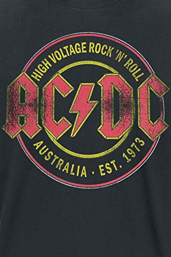 AC/DC High Voltage - Rock 'N' Roll - Australia EST. 1973 Hombre Camiseta Negro XL, 100% algodón, Regular