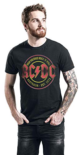 AC/DC High Voltage - Rock 'N' Roll - Australia EST. 1973 Hombre Camiseta Negro XL, 100% algodón, Regular