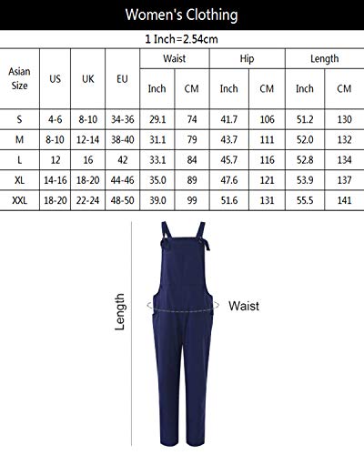 ACHIOOWA Mono para Mujer Peto de Pantalones Casual Ajustable Correa Rompers Largo Sin Mangas Monos de harén Mono de Pierna Ancha Overalls con Bolsillo Negro L