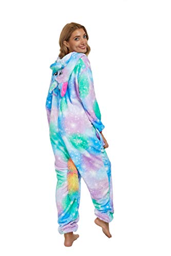 Adultos unisex unicornio Tigre Lion Fox Onesie Animal Pijamas Halloween Carnaval Disfraz Loungewear X-green Hope Unicorn M