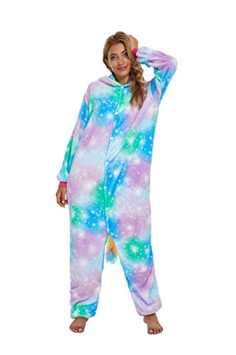 Adultos unisex unicornio Tigre Lion Fox Onesie Animal Pijamas Halloween Carnaval Disfraz Loungewear X-green Hope Unicorn M