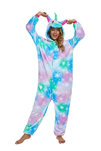 Adultos unisex unicornio Tigre Lion Fox Onesie Animal Pijamas Halloween Carnaval Disfraz Loungewear X-green Hope Unicorn M