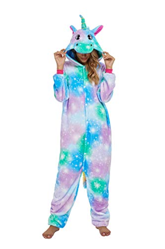 Adultos unisex unicornio Tigre Lion Fox Onesie Animal Pijamas Halloween Carnaval Disfraz Loungewear X-green Hope Unicorn M