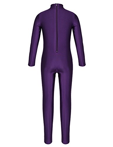 Agoky Maillot de Danza Ballet Manga Larga para Niña Chica Elástico Leotardo de Gimnasia Rítmica Patinaje Mono de Yoga Baile Práctica Traje Bialarina Morado 3-4 años