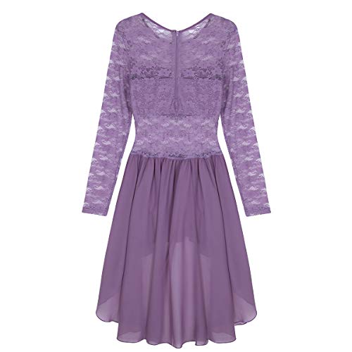 Agoky Vestido de Danza Ballet para Adulto Mujer Leotardo De Manga Larga para Gimnasia Morado X-Large