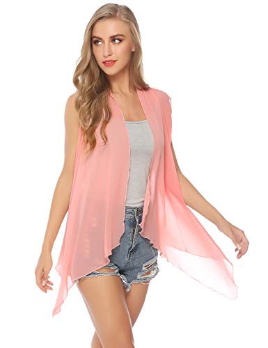 Aibrou Cárdigan Kimonos Gasa para Mujer,Camisas Verano Tops sin Manga,Camisolas y Pareos,Cárdigan Fiesta Casual Bikini Beach Cover-Ups Sarongs Vacaciones Playa Chal.