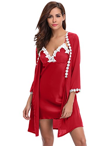 Aibrou Nuevo Camison Sexy Mujer Elegante picardías Babydoll Ropa Interior Mujer Sexy Conjuntos Batas y Kimonos (Sexy Rojo, M)