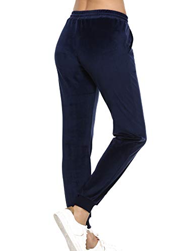 Aibrou Pantalones Terciopelo,Chandal Casual Pantalon Deportivos  Pantalones elásticos con cordón para Yoga Jogger Fitness en,Pijamas Terciopelo （ Armada, L ）