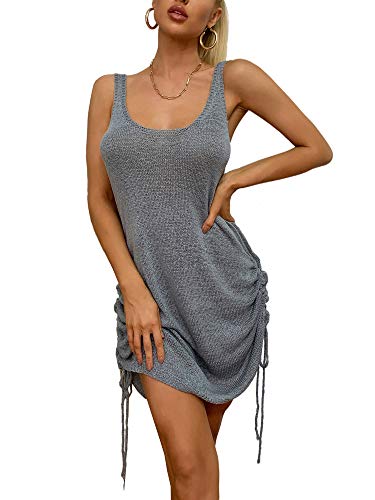 Ajpguot Vestido de punto para mujer con espalda descubierta, vestido de playa, poncho de verano, mini chaleco gris S