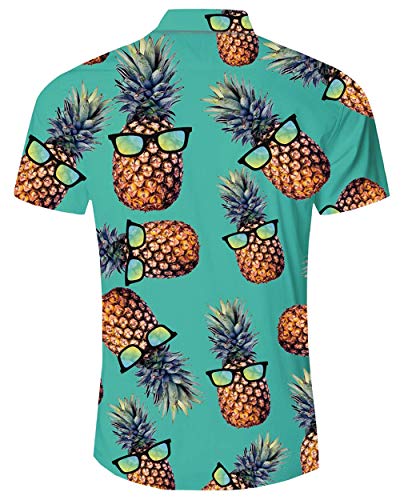 ALISISTER Camisa Hawaiana Hombre Manga Corta con Estampado de piña Camisa Luau de Hawai Tropical Hombres Casual Retro Aloha Holiday Button Down Vacation Shirts XL