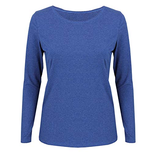 Alkato Camiseta de Manga Larga para Mujer, Azul Mezclado, S/ES38