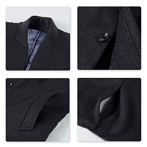 Allthemen Abrigo de Trinchera para Hombre Abrigo Largo de Lana de Corte Slim Chaqueta de Abrigo de Cachemira Abrigos Abrigo de Invierno