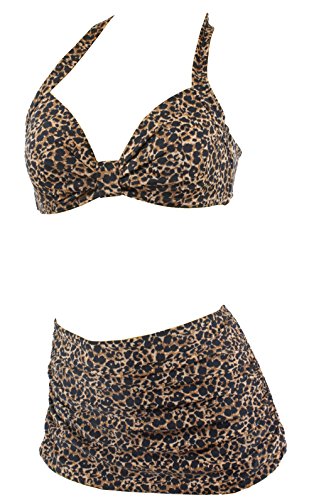 Aloha-Beachwear Leo Look Leopard Vintage Alode Rockabilly A1033 - Bikini para mujer leopardo S