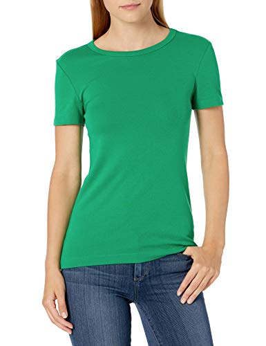 Amazon Essentials 2-Pack Slim-Fit Short-Sleeve Crewneck T-Shirt Fashion-t-Shirts, Verde/Blanco, S