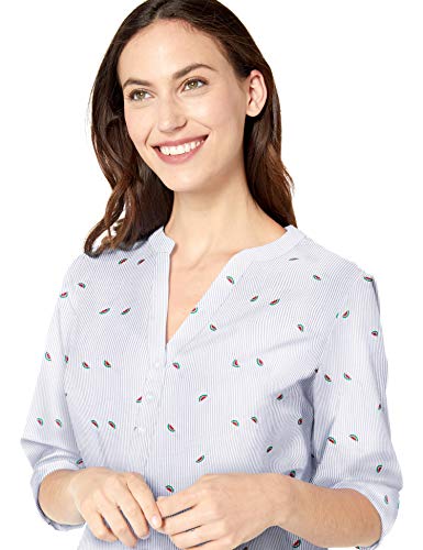 Amazon Essentials - Camisa de manga larga de algodón para mujer, rojo, (Red Watermelon), US M (EU M - L)