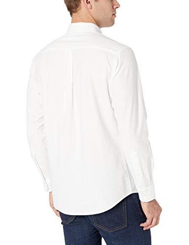 Amazon Essentials – Camisa Oxford lisa de manga larga de corte recto para hombre, Blanco (White Whi), US L (EU L)