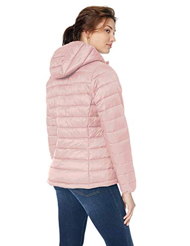 Amazon Essentials - Chaqueta acolchada con capucha para mujer, plegable, ligera y resistente al agua, Rosa (light pink), US M (EU M - L)