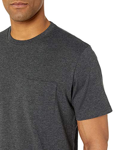 Amazon Essentials Pack de 2 Camisetas Ajustadas con Bolsillo y Cuello Redondo Fashion-t-Shirts, Blue/Charcoal Heather, M