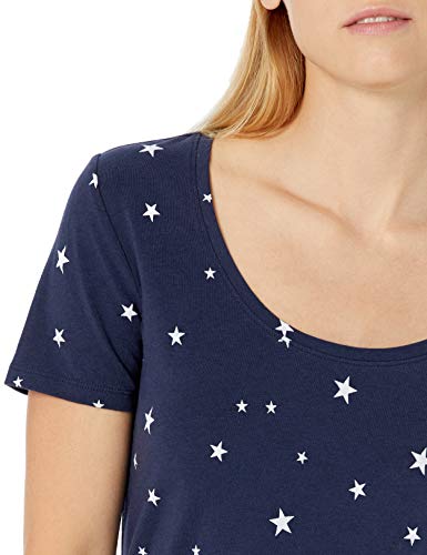 Amazon Essentials Paquete de 2 Camisetas de Manga Corta con Cuello Redondo. Fashion-t-Shirts, Navy Star/Red, M, Pack de 2