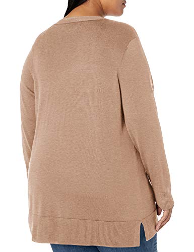 Amazon Essentials Plus Size Lightweight Open-Front Cardigan Sweater Sweaters, Marrón Claro Jaspeado, 3X