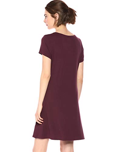 Amazon Essentials - Vestido de manga corta holgado con cuello redondo para mujer, Burgundy, US XL (EU 2XL)