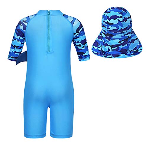 AmzBarley Una Piezas Traje de Baño Bañador Niño Tiburón Ropa de Natacion Guardia de Erupción Chicos Muchachos 50+ UPF UV Solar Protección Verano Playa Ropa Deportes Acuáticos,Azul 301/5-6 Años