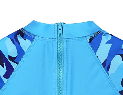 AmzBarley Una Piezas Traje de Baño Bañador Niño Tiburón Ropa de Natacion Guardia de Erupción Chicos Muchachos 50+ UPF UV Solar Protección Verano Playa Ropa Deportes Acuáticos,Azul 301/5-6 Años