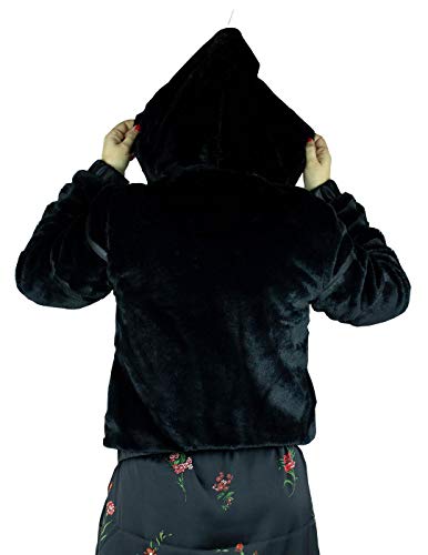 ANONYME designers Bomber Pelo con Capucha Negro L