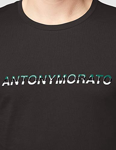 Antony Morato T-Shirt Basica Regular con Stampa Logo Camiseta de Tirantes, Negro (Nero 9000), Large para Hombre