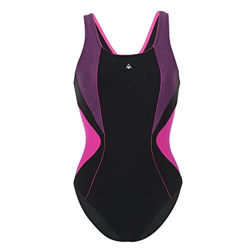 Aqua Sphere Bañador Chelsea para Mujer, Mujer, Traje de baño de una Pieza, SW121010240, Negro/Rosa, 44