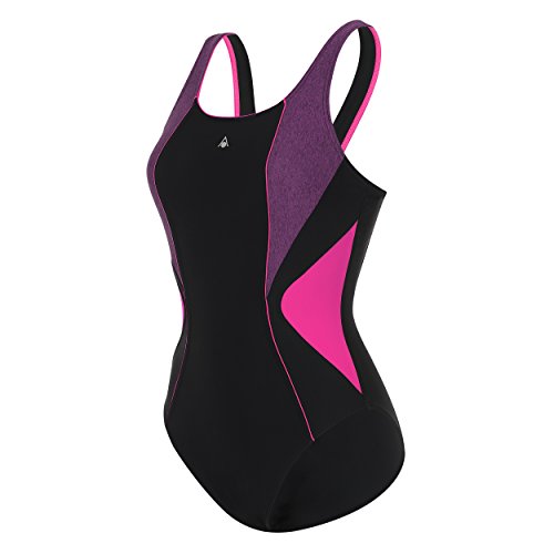 Aqua Sphere Bañador Chelsea para Mujer, Mujer, Traje de baño de una Pieza, SW121010240, Negro/Rosa, 44