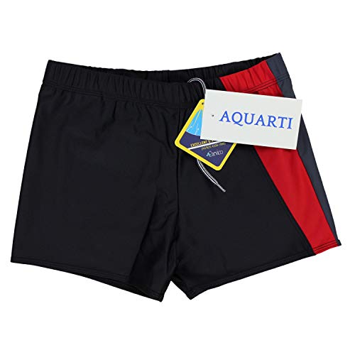 Aquarti Bañador Deportivo para Hombre Tipo Boxer, Negro/Grafito/Rojo, L