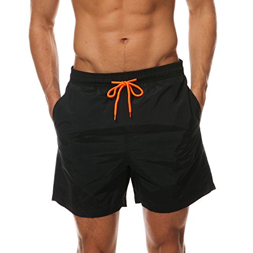 Arcweg Bañador Hombre Chico Playa Poliéster Pantalon Corto Hombre Deporte Secado Rápido Bañadores Natacion Ligero Moda Shorts Tallas Grandes 38-50 (Negro, XXL(EU) /Talla Española 48-50)