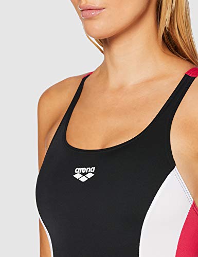 ARENA Double Side Panels Swim Pro - Bañador Deportivo para Mujer, Mujer, 003160, Nero/Freak Rose/Bianco, 38