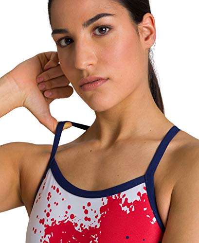 ARENA Traje de baño MaxLife de una Pieza Spraypaint Light Drop Back para Mujer - 002244, Spraypaint MaxLife - Bañador de una Pieza, Espalda Baja, 50, Rojo/Blanco