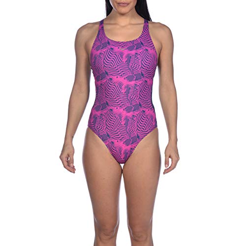 Arena W Cradle Back One Piece Bañador Bodylift Mujer Viola Copa B, Navy-Rose Violet, 48