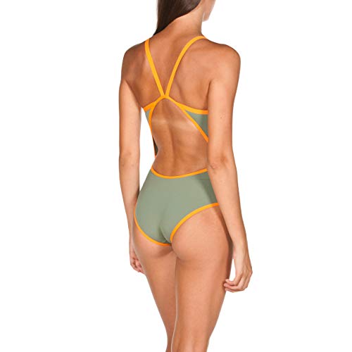 Arena W Super Fly Back One Piece Bañador Deportivo Mujer Team Stripe, Verde (Army/Tangerine), 44