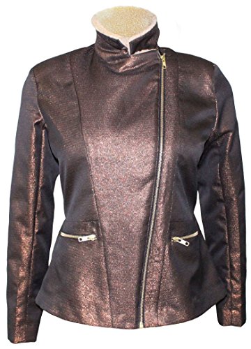 Attuendo SHEARLING Biker chaqueta de la mujer - Marrón - 36 ES Small