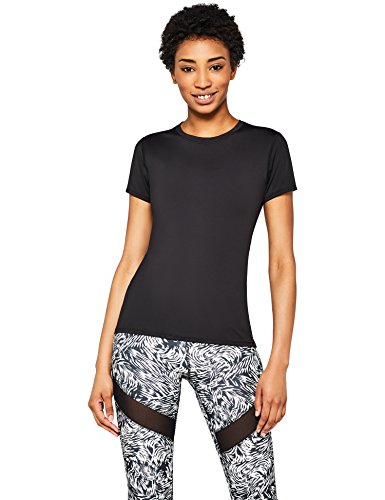 AURIQUE Camiseta Deportiva Mujer, Negro (Black), Medium