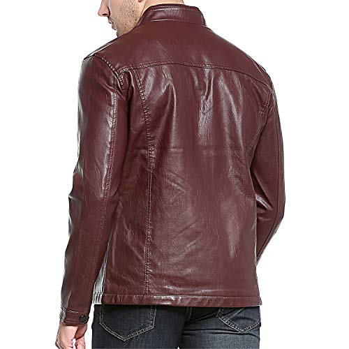 AUYUG Chaqueta Cuero Hombre Cazadoras Cuero De Invierno Hombres Negra Chaquetones