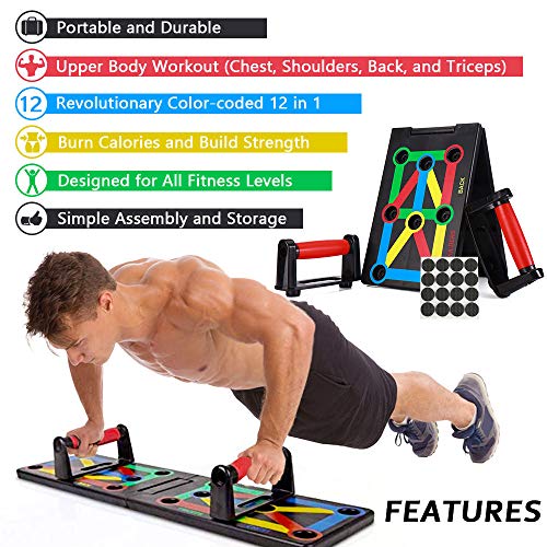 AYUQI Push Up Board - Tabla Plegable 12 en 1 para Entrenamiento, Entrenamiento Multifuncional, para Entrenamiento en el Interior y en el Brazo