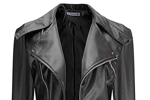 BAIHUODRESS Chaqueta para Mujer Chaquetas Imitación Cuero Moto Cazadoras Chaqueta de Motorista Entallada (Negro, XL(bruso 40" Inch))