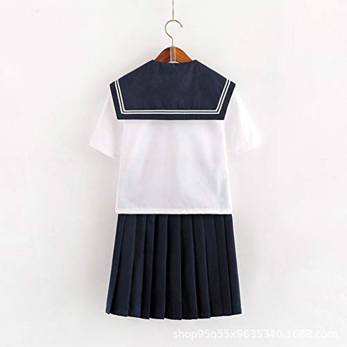 Baipin Uniforme Escolar de Japón Traje de Marinero Disfraz de Colegiala Japonesa, Top de Manga Corta + Falda (S)