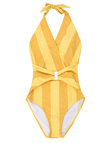 Bañador de Mujer Bikini Ropa de Baño de Una Pieza Cuello en V XL CL010979-5