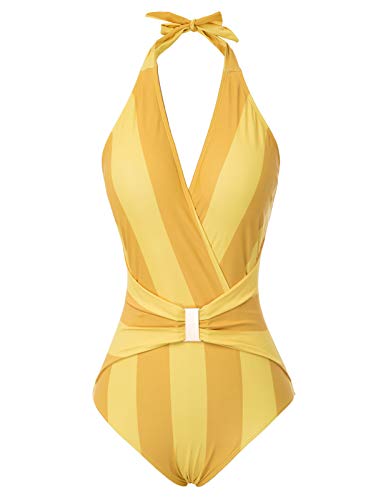 Bañador de Mujer Bikini Ropa de Baño de Una Pieza Cuello en V XL CL010979-5