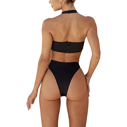 Bañador de Una Pieza Mujer Sexy Monokini Tanga Sexy Estampado Serpiente Traje de Baño con Tirantes para Verano Vacaciones (Negro, S)