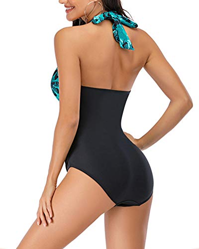 Bañador Mujer Sexy Deep V, Trajes de baño de Una Pieza con Desmontable Relleno Almohadilla, Halter Elegante Push Up Monokini, Bañador Tirantes Ajustables Ropa de Baño de Gran Tamaño Color 8 L